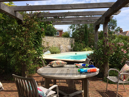 Isle of Wight rear garden with swimming pool